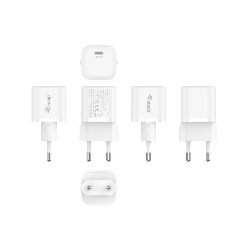 Equip 1 prievado 20 W USB-C PD įkroviklis, 25 vnt./pak., vidaus, AC, 12 V, baltas
