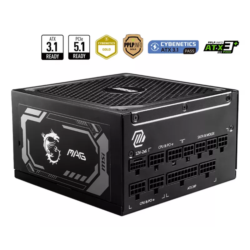 MSI MAG A1000GL PCIE5 maitinimo blokas 1000 W 24-pin ATX ATX juodas