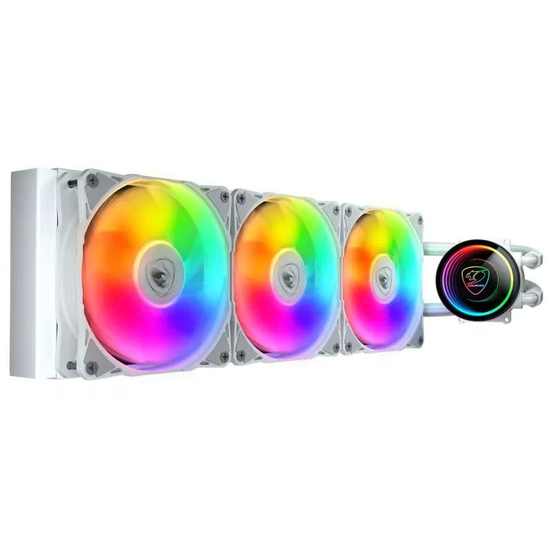 COUGAR CPU vandens aušinimas, Poseidon Elite 360, ARGB, baltas, Viskas viename skysčio aušintuvas, 12 cm, 500 aps./min., 2200 aps./min., Baltas