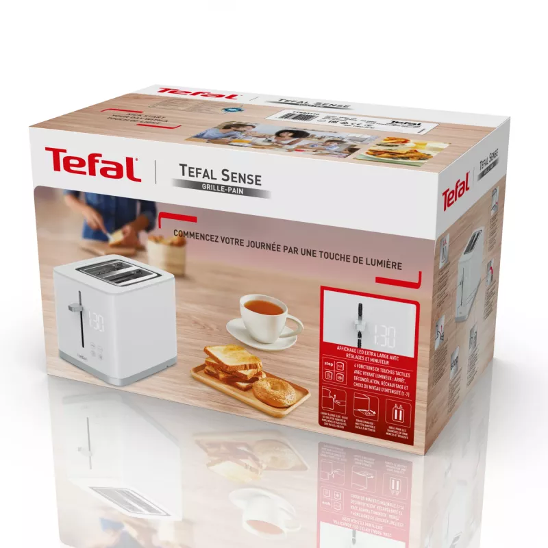 Skrudintuvas Tefal Sense TT6931 — 2 riekėms, 850 W, baltas, 7 skrudinimo lygiai, LED ekranas