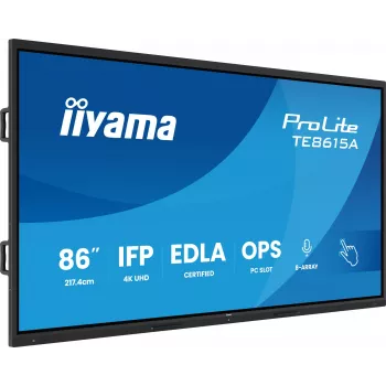 iiyama TE8615A-B1AG interaktyvus ekranas 2.17 m (85.6 colio) Wi-Fi 550 cd/m² 4K Ultra HD juodas Liečiamas ekranas Įmontuotas procesorius Android