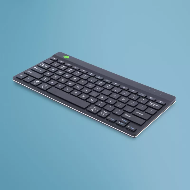 R-Go Tools Ergonominė klaviatūra R-Go Compact Break, kompaktiška klaviatūra su pertraukų programine įranga, QWERTY (US), Bluetooth, juoda