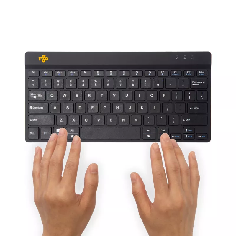 R-Go Tools Ergonominė klaviatūra R-Go Compact Break, kompaktiška klaviatūra su pertraukų programine įranga, QWERTY (US), Bluetooth, juoda