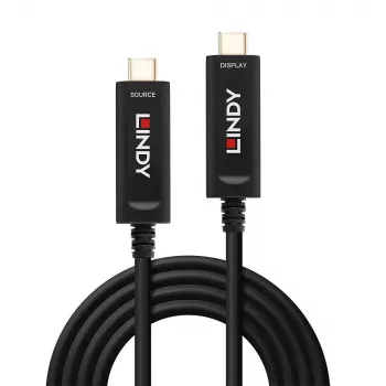 Lindy 15 m šviesolaidinis hibridinis USB Type C laidas, tik garso / vaizdo signalams