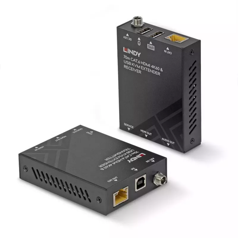 Lindy 70m Cat.6 HDMI 4K60, USB ir garso KVM ilgintuvas