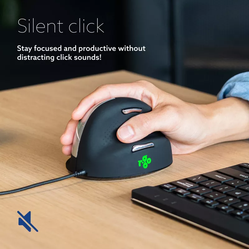 R-Go Tools Ergonominė pelė R-Go HE Break su pertraukų programine įranga, didelė (plaštakos dydis ≥ 185 mm), dešiniarankiams, laidinė, juoda