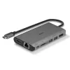 Lindy DST-Mini XT, USB-C nešiojamojo kompiuterio mini dokinė stotelė su vienu ekranu (4K) arba dviem ekranais (Full HD) ir 100 W praėjimo krovimu