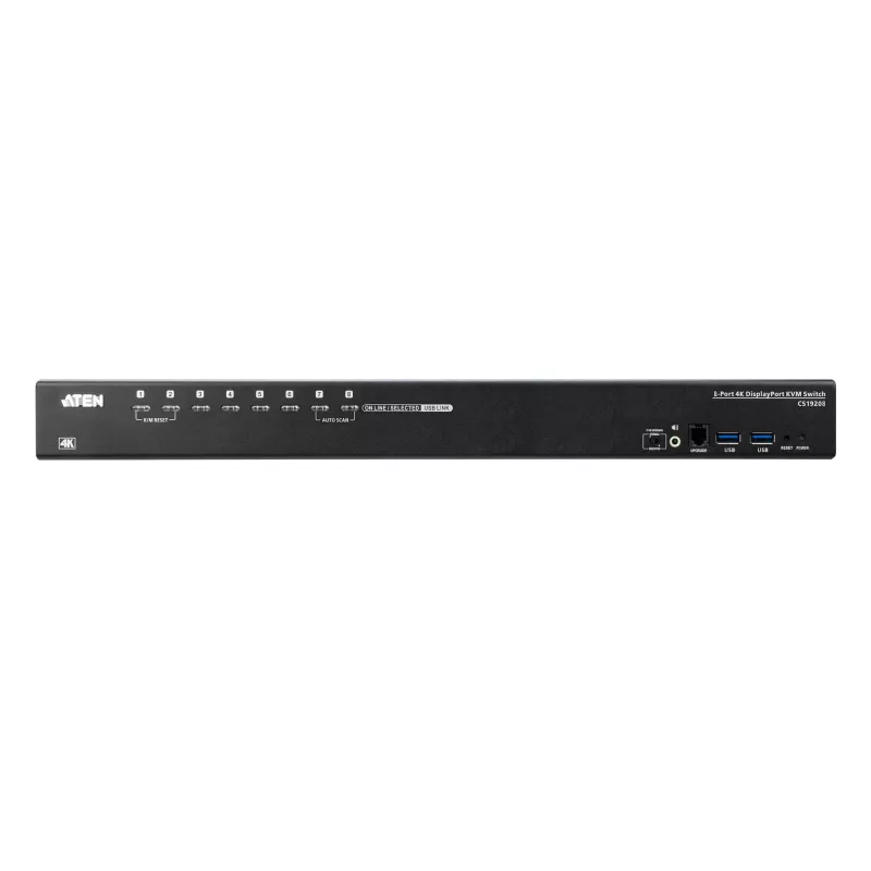ATEN 8 prievadų USB 3.0 4K DisplayPort KVM jungiklis, 4096 x 2160 pikselių, 4K Ultra HD, 18,44 W, juodas