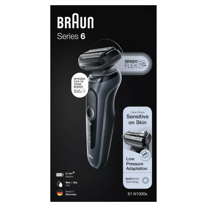 Braun Series 6 61-N1000s folijos skutiklis Juoda, Pilka