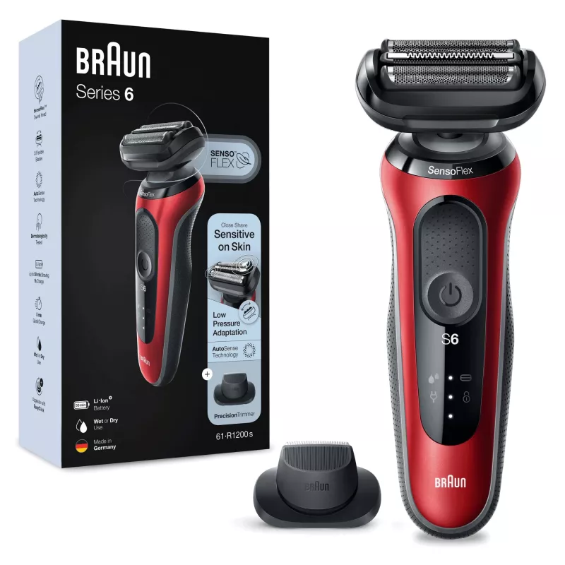 Foil shaver Braun Series 6 61-R1200s SensoFlex SensoFoil Juoda Red