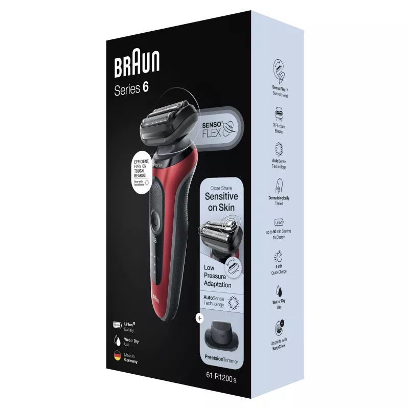 Foil shaver Braun Series 6 61-R1200s SensoFlex SensoFoil Juoda Red
