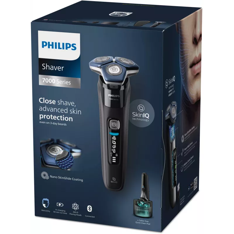 Elektrinis rotorinis barzdaskutė Philips Series 7000 S7886/58 — 3 galvučių, drėgnam ir sausam skutimuisi, ličio jonų baterija, 60 min. veikimo laikas
