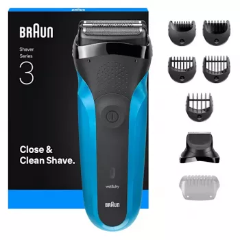 Braun Series 3 310BT folijinis skutimosi aparatas su kirpimo galvute, juoda, mėlyna