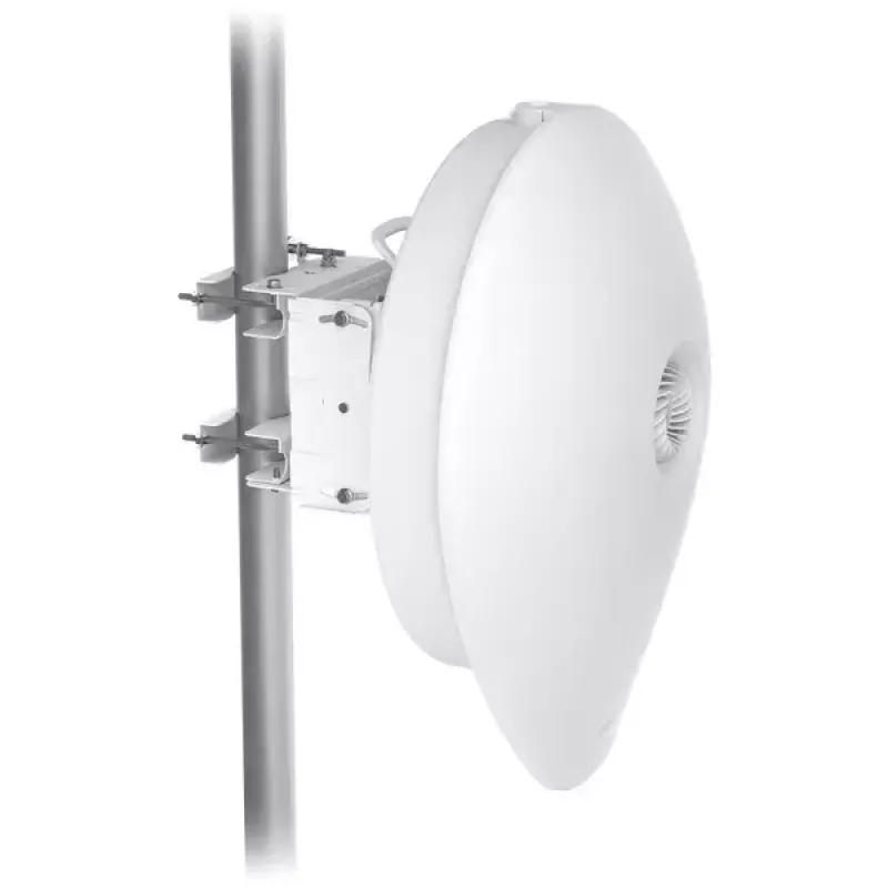 Tinklo tiltas UBIQUITI UISP airFiber 60 XG — 6000 Mbit/s, atstumas iki 4000 m, Gigabit Ethernet, tvirtinimas ant stulpo, balta