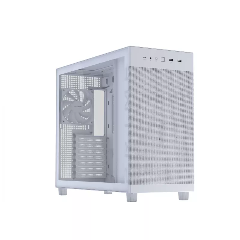 PC korpusas ASUS PRIME AP303 TG White — ATX/Micro-ATX/Mini-ITX, grūdintas stiklas, USB-C, 360 mm GPU palaikymas