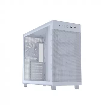 PC korpusas ASUS PRIME AP303 TG White — ATX/Micro-ATX/Mini-ITX, grūdintas stiklas, USB-C, 360 mm GPU palaikymas
