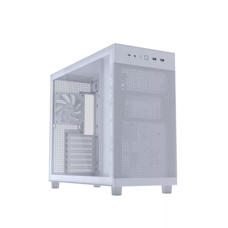 PC korpusas ASUS PRIME AP303 TG White — ATX/Micro-ATX/Mini-ITX, grūdintas stiklas, USB-C, 360 mm GPU palaikymas