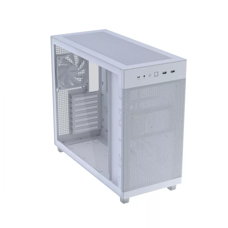 PC korpusas ASUS PRIME AP303 TG White — ATX/Micro-ATX/Mini-ITX, grūdintas stiklas, USB-C, 360 mm GPU palaikymas