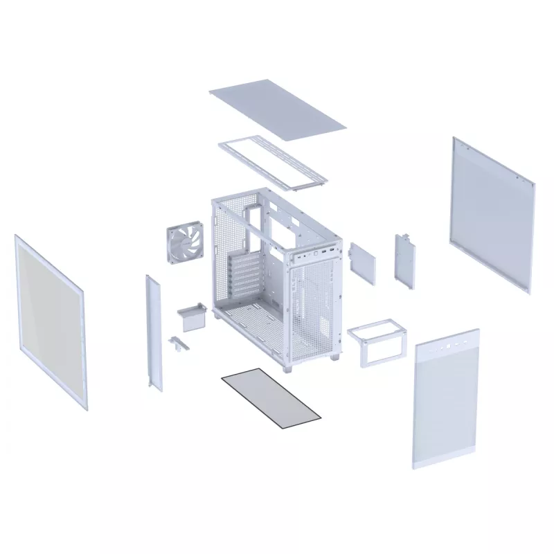 PC korpusas ASUS PRIME AP303 TG White — ATX/Micro-ATX/Mini-ITX, grūdintas stiklas, USB-C, 360 mm GPU palaikymas