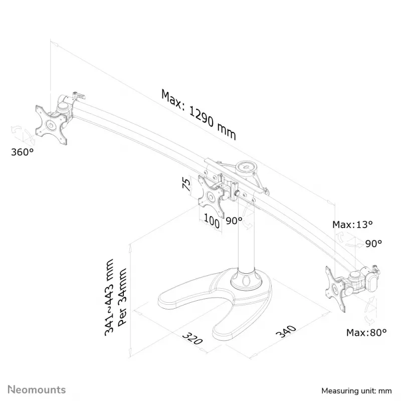 Neomounts FPMA-D700DD3 monitoriaus stovas 10-27 col.