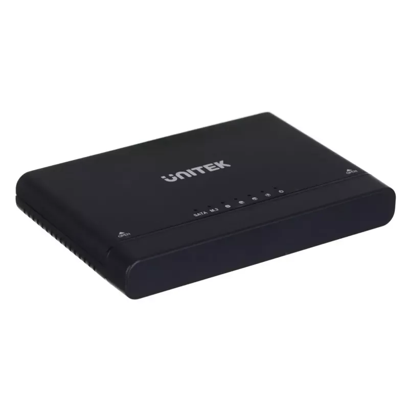 USB-C šakotuvas Unitek S1222A SolidForce+ — HDMI 4K, Ethernet, SATA III, 10 Gbit/s, aliuminio korpusas, juodas