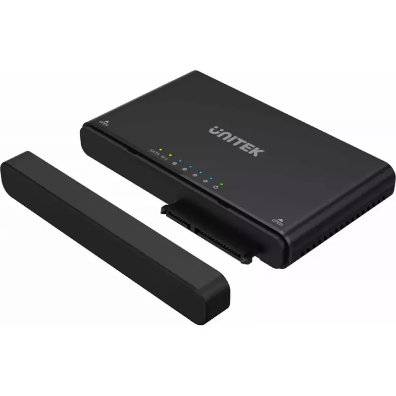 USB-C šakotuvas Unitek S1222A SolidForce+ — HDMI 4K, Ethernet, SATA III, 10 Gbit/s, aliuminio korpusas, juodas
