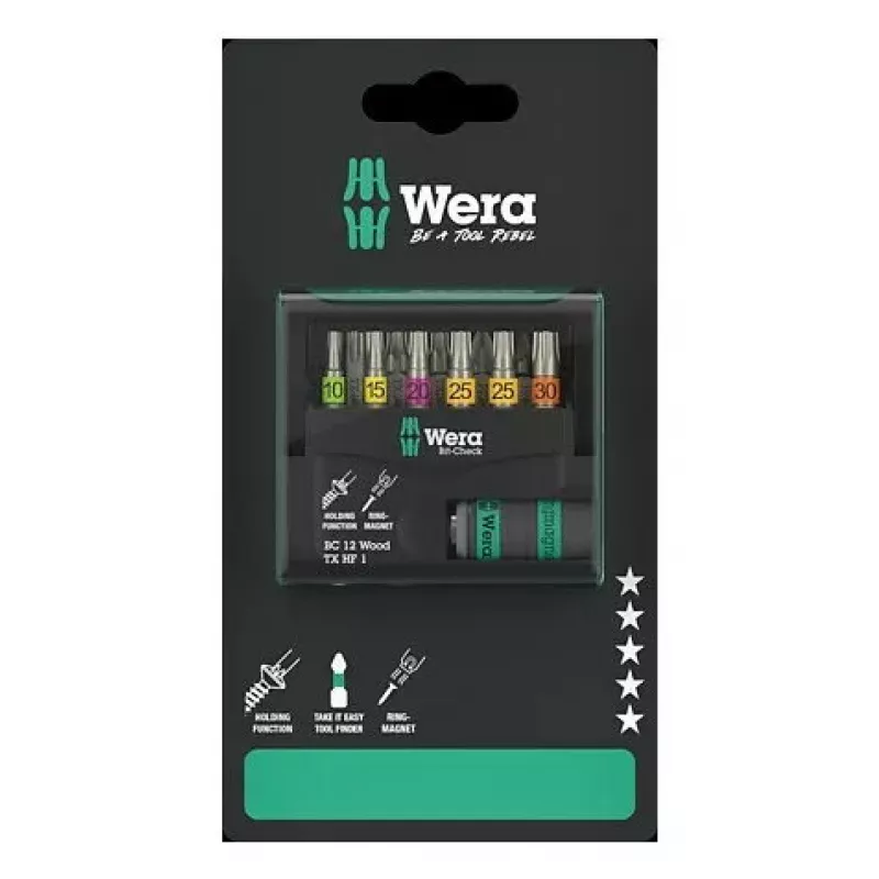 Wera 05073641001 Bit-Check 12 Wood TORX HF 1 SB antgalių rinkinys