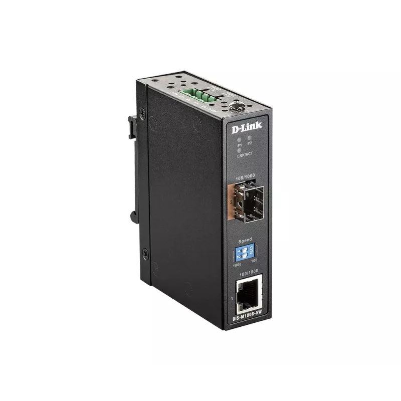 D-Link 100/1000 Mbps į SFP pramoninis medijos keitiklis su -40–70 °C darbo diapazonu