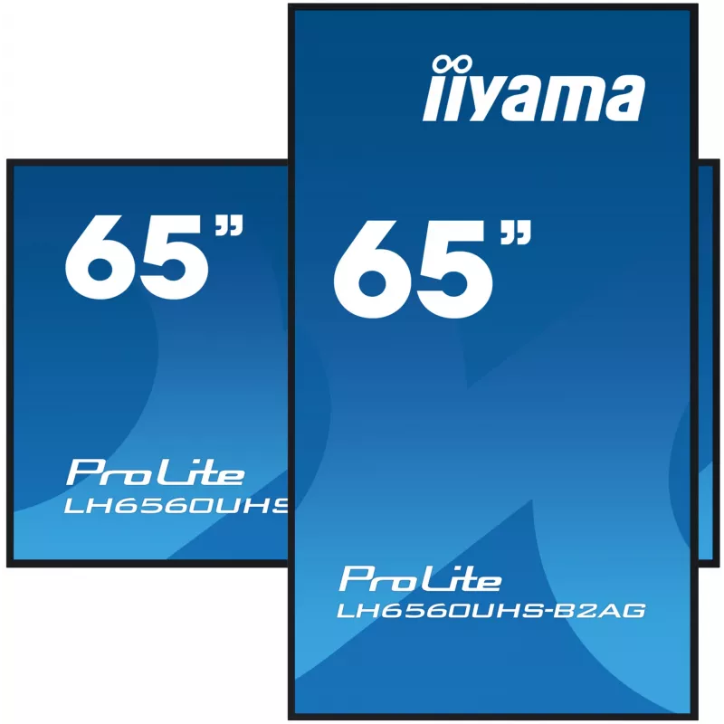 „iiyama LH6560UHS-B2AG“ reklaminis ekranas, skaitmeninė lenta, 163,8 cm (64,5 colio), LED, „Wi-Fi“, 500 cd/m², 4K „Ultra HD“, juoda, įmontuotas procesorius, „Android 11“, 24/7