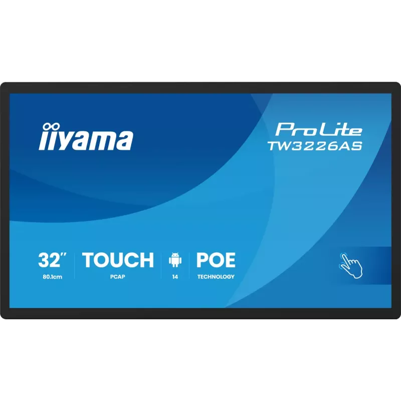 iiyama TW3226AS-B3P reklaminis ekranas kiosko dizainas 80 cm (31,5 col.) LED Wi-Fi 430 cd/m² Full HD juodas liečiamas ekranas su įmontuotu procesoriumi Android 24/7