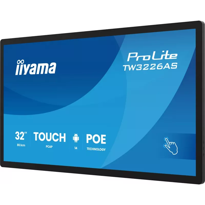 iiyama TW3226AS-B3P reklaminis ekranas kiosko dizainas 80 cm (31,5 col.) LED Wi-Fi 430 cd/m² Full HD juodas liečiamas ekranas su įmontuotu procesoriumi Android 24/7