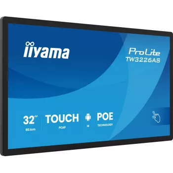 iiyama TW3226AS-B3P reklaminis ekranas kiosko dizainas 80 cm (31,5 col.) LED Wi-Fi 430 cd/m² Full HD juodas liečiamas ekranas su įmontuotu procesoriumi Android 24/7