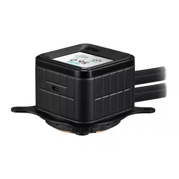 Skysčio aušinimo sistema ASUS Prime LC 360 ARGB LCD — 360 mm radiatorius, 3x 120 mm ventiliatoriai, LCD, PWM, juoda