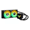 All-in-one skysčio aušintuvas ASUS TUF GAMING LC III 240 ARGB — 240 mm radiatorius, 2 x 120 mm ARGB ventiliatoriai, Socket AM5 palaikymas, juoda