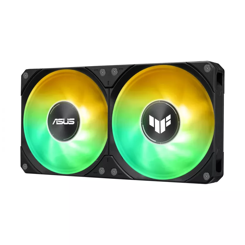 All-in-one skysčio aušintuvas ASUS TUF GAMING LC III 240 ARGB — 240 mm radiatorius, 2 x 120 mm ARGB ventiliatoriai, Socket AM5 palaikymas, juoda