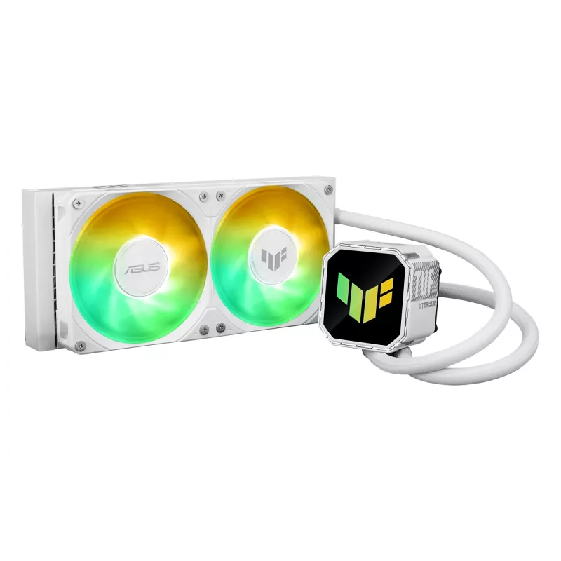 „All-in-one“ skysčio aušintuvas ASUS TUF GAMING LC III 240 ARGB WHT – 240 mm radiatorius, 2x 120 mm ventiliatoriai, PWM, balta