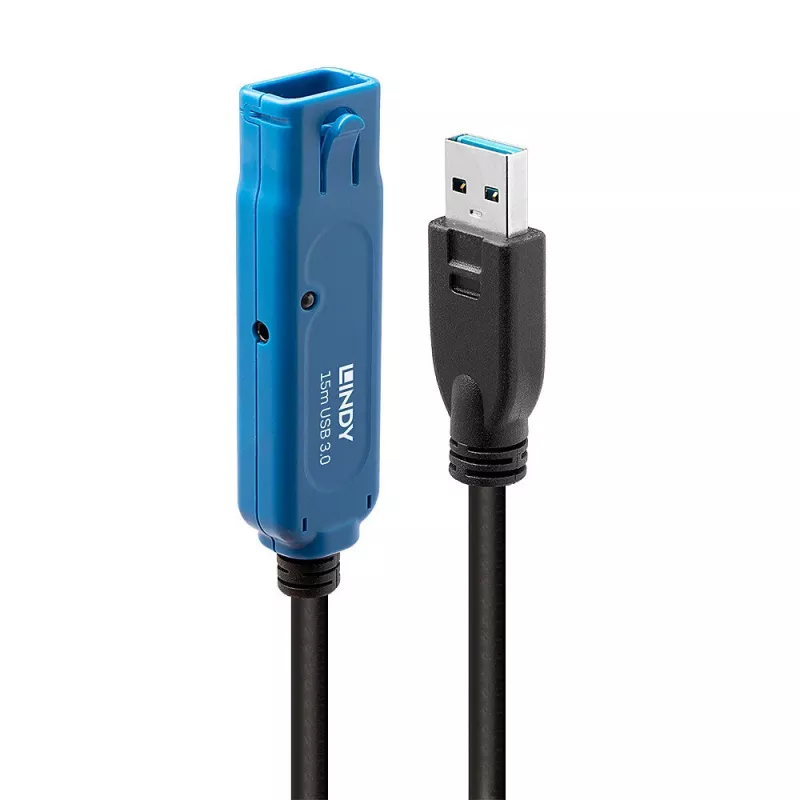 Lindy 15m USB 3.0 Active Extension Pro, 15 m, USB A, USB A, USB 3.2 Gen 1 (3.1 Gen 1), 5 Gbit/s, Juoda