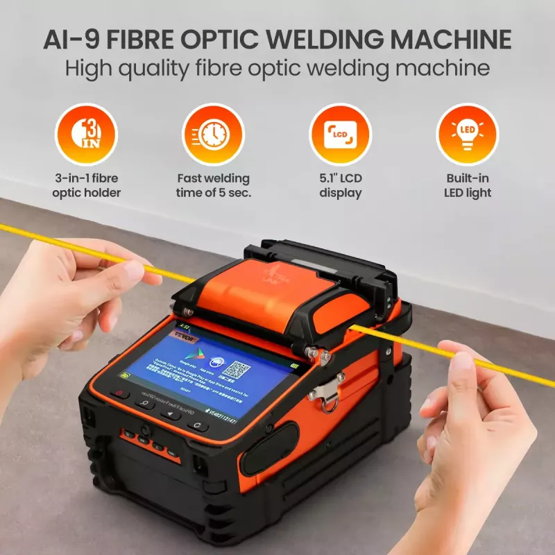 Pluošto sujungimo aparatas Extralink AI-9 7800 mAh baterija LED lempa LCD 5,1 colio