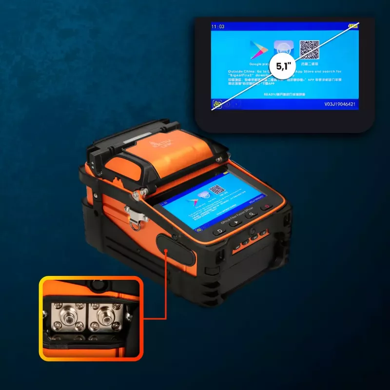 Pluošto sujungimo aparatas Extralink AI-9 7800 mAh baterija LED lempa LCD 5,1 colio