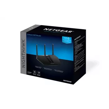 NETGEAR Nighthawk AX/5-Stream AX2400 WiFi 6 maršrutizatorius (RAX30) belaidis maršrutizatorius Gigabit Ethernet dviejų juostų (2.4 GHz / 5 GHz) juodas