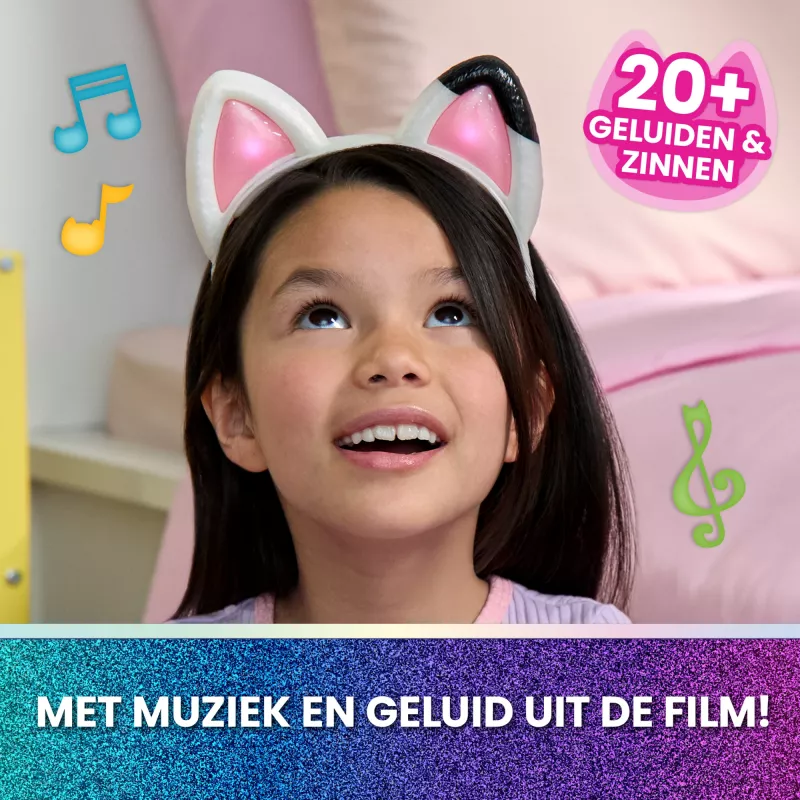 Gabby's Dollhouse : The Movie, „Meow-mazing“ interaktyvios ausys, galvos juosta su švieselėmis, garsais ir 3 žaidimo režimais, žaislai mergaitėms ir berniukams nuo 3 metų