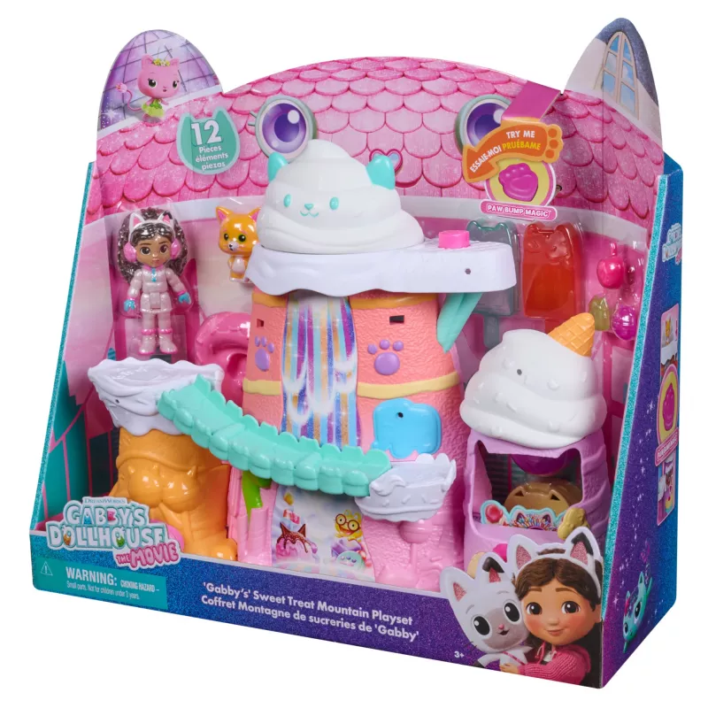 Žaidimų rinkinys Spin Master Gabby's Dollhouse: The Movie – Gabby's Sweet Treat Mountain, 12 dalių rinkinys su figūrėlėmis ir priedais, nuo 3 metų