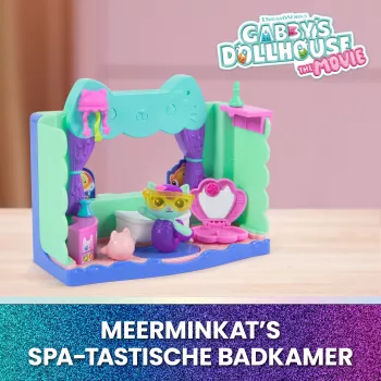Figūrėlių rinkinys Spin Master Gabby's Dollhouse The Movie — MerCat's Spa-wesome Bathroom aksesuarai, nuo 3 metų