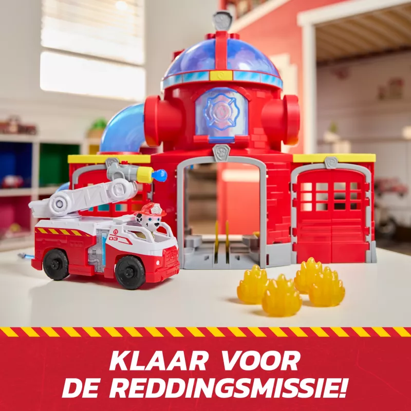 PAW Patrol priešgaisrinės gelbėjimo valdymo centras su Marshall Figūra, gelbėtojų gaisrine mašina, šviesomis, paleidimo įrenginiu ir garso efektais, vaikų žaislai berniukams ir mergaitėms nuo 3 metų