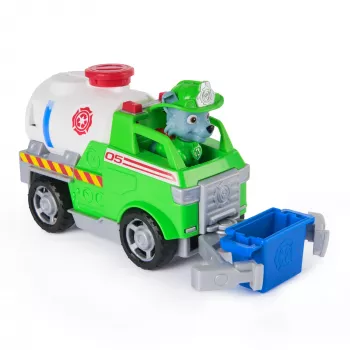 PAW Patrol gaisrinė gelbėtoja: Rocky gelbėjimo gaisrinė autocisterna su veiksmo figūrėle, griebimo žnyplėmis ir žaisliniu sunkvežimiu, vaikiški žaislai berniukams ir mergaitėms nuo 3 metų