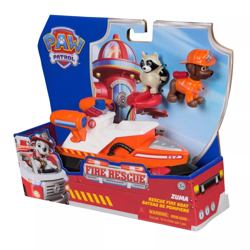 PAW Patrol Fire Rescue: Zuma Rescue Fire Boat su veiksmo figūrėle, paleidžiamu gelbėjimo ratu, meškėnu ir žaisline valtimi, vaikiški žaislai berniukams ir mergaitėms nuo 3 metų