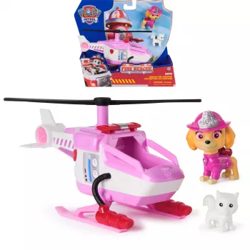 PAW Patrol Fire Rescue: Skye Rescue Fire Chopper su veiksmo figūrėle, draugė kačiukė ir žaislinis sraigtasparnis, vaikiški žaislai berniukams ir mergaitėms nuo 3 metų
