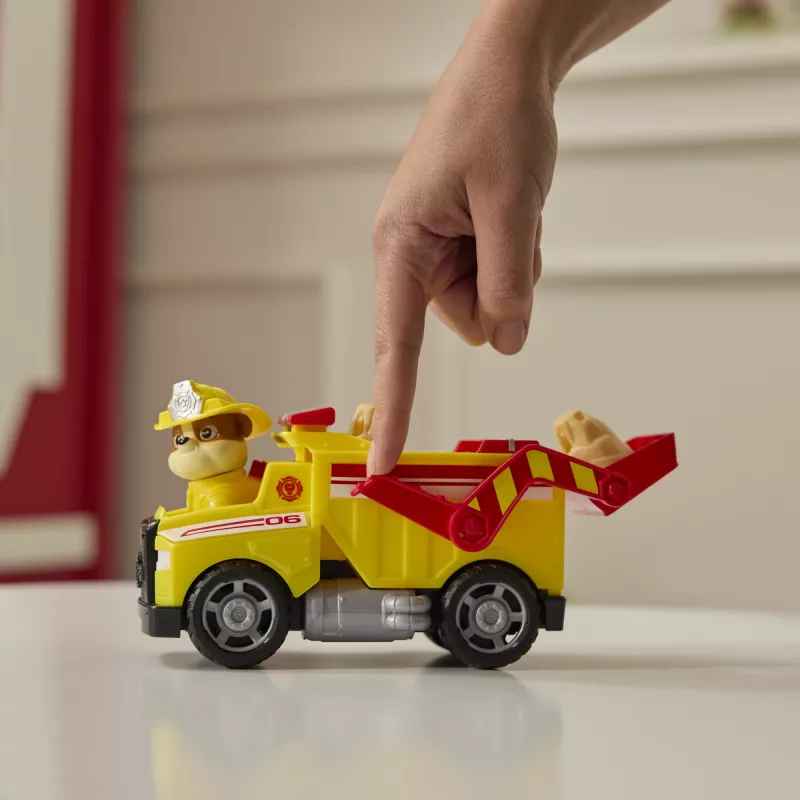 PAW Patrol gaisrinė gelbėjimo tarnyba: Rubble gelbėjimo gaisrinis savivartis su veiksmo figūrėle, sviediniais ir žaisliniu sunkvežimiu, vaikiški žaislai berniukams ir mergaitėms nuo 3 metų