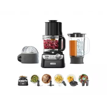 Kenwood kompaktiškas virtuvės kombainas MultiPro XL Weigh+ juodas — 1 000 W, integruotos svarstyklės, blenderio priedas