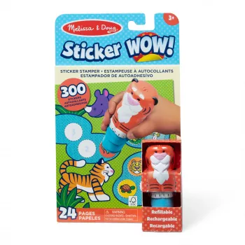 Melissa & Doug Sticker WOW 24 puslapių veiklos knygelė ir lipdukų štampukas, 300 lipdukų, menų ir amatų fidget žaislas, kolekcionuojamas personažas – Tigras - FSC sertifikuota